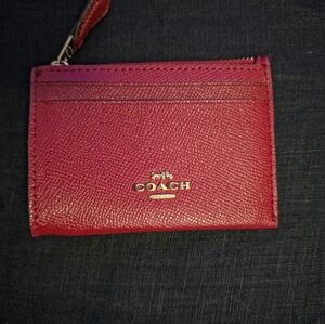 Coach Red Leather Wallet with Logo